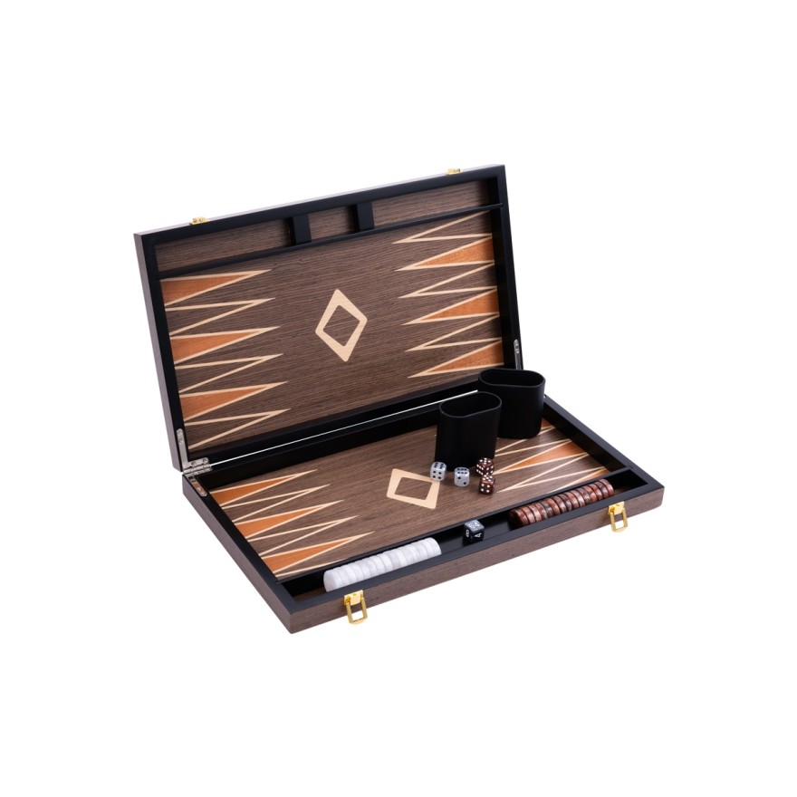 Backgammon - Exklusive Kassette aus Nussbaum 45,5 x 26 cm