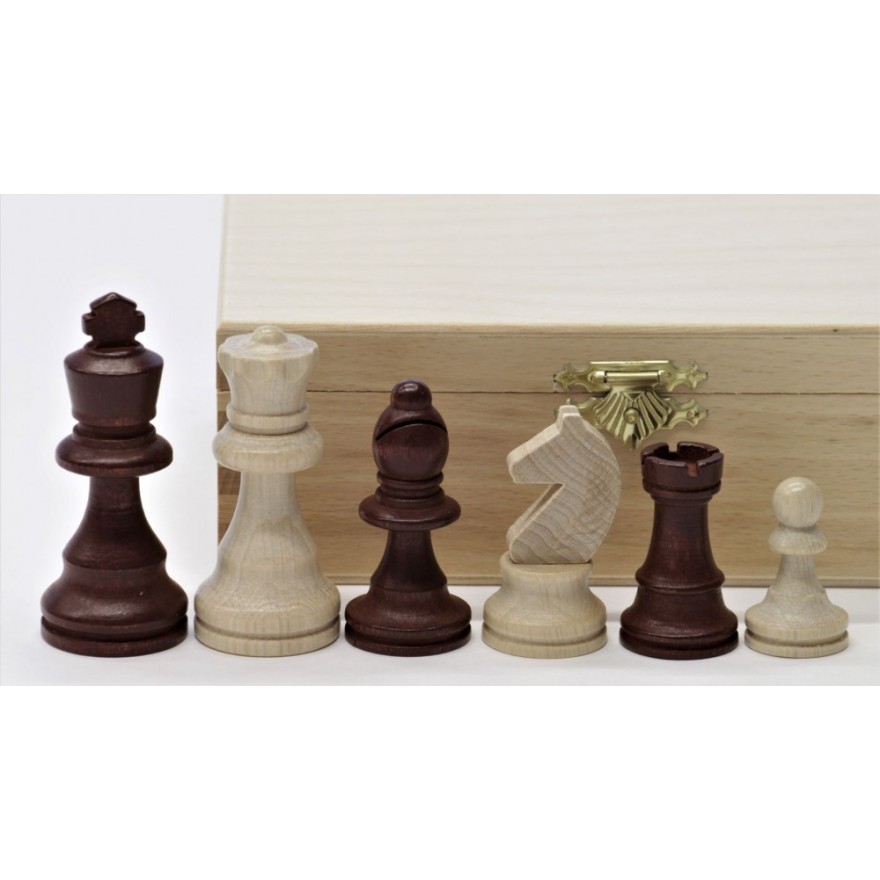 Schachfiguren Staunton braun 76 mm im Holzkasten