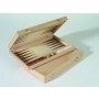 Backgammon - Kassette aus Buche, natur, mit Steinablage, II. Wahl, z.Zt. nicht lieferbar