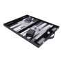 Backgammon Koffer grau/schwarz/weiß 27 x 18 cm